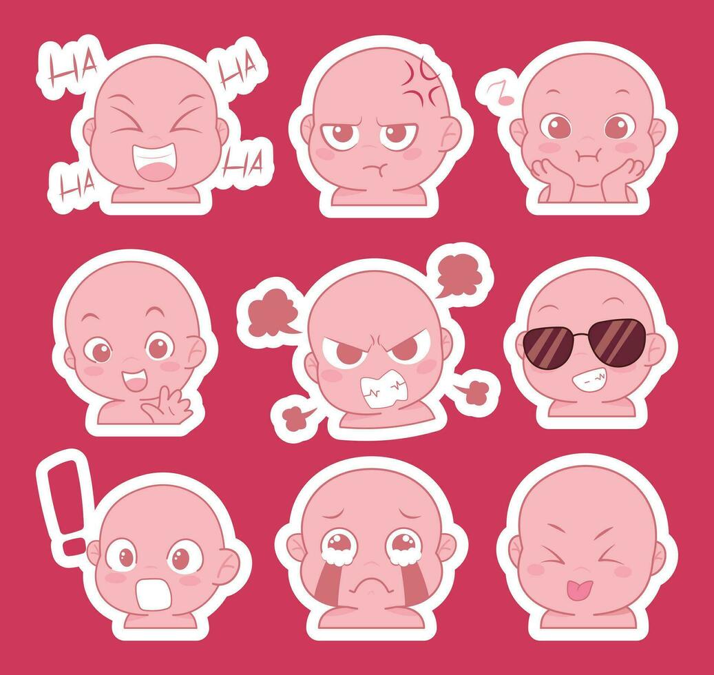 Cute cartoon expression emoji character vector design art for stickers template