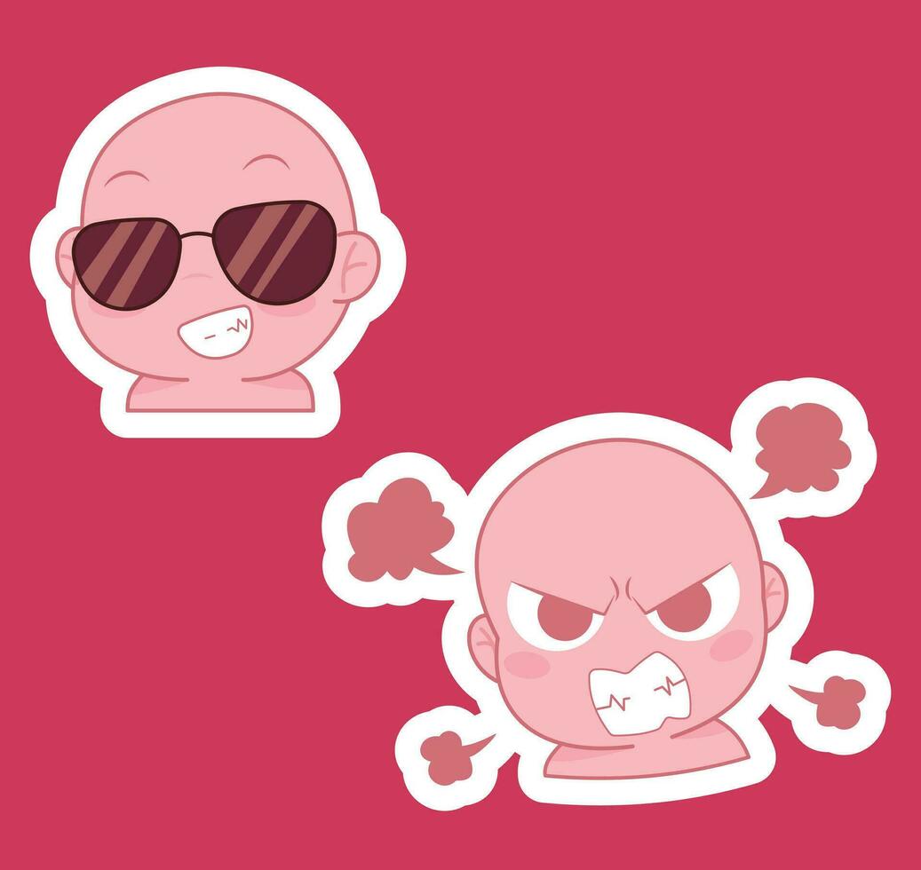 Cute cartoon expression emoji character vector design art for stickers template