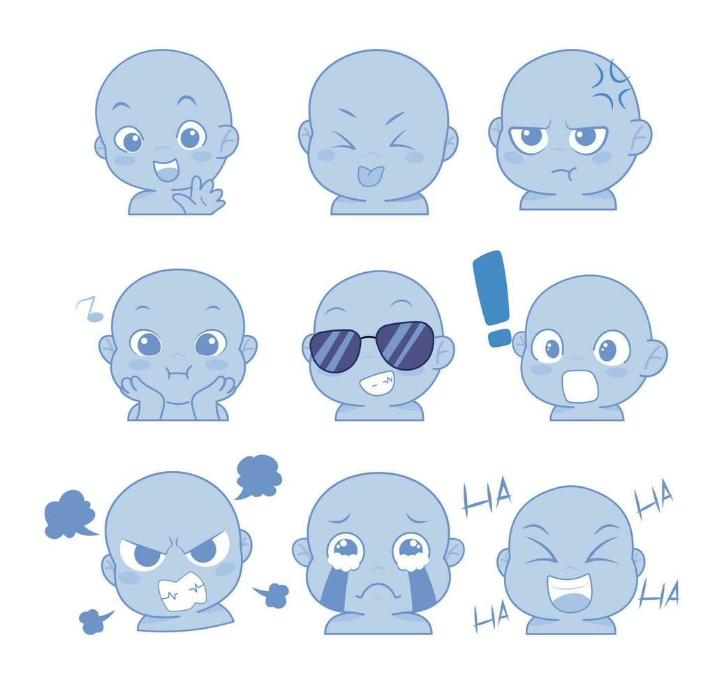 linda dibujos animados expresión emoji personaje vector diseño Arte para pegatinas modelo