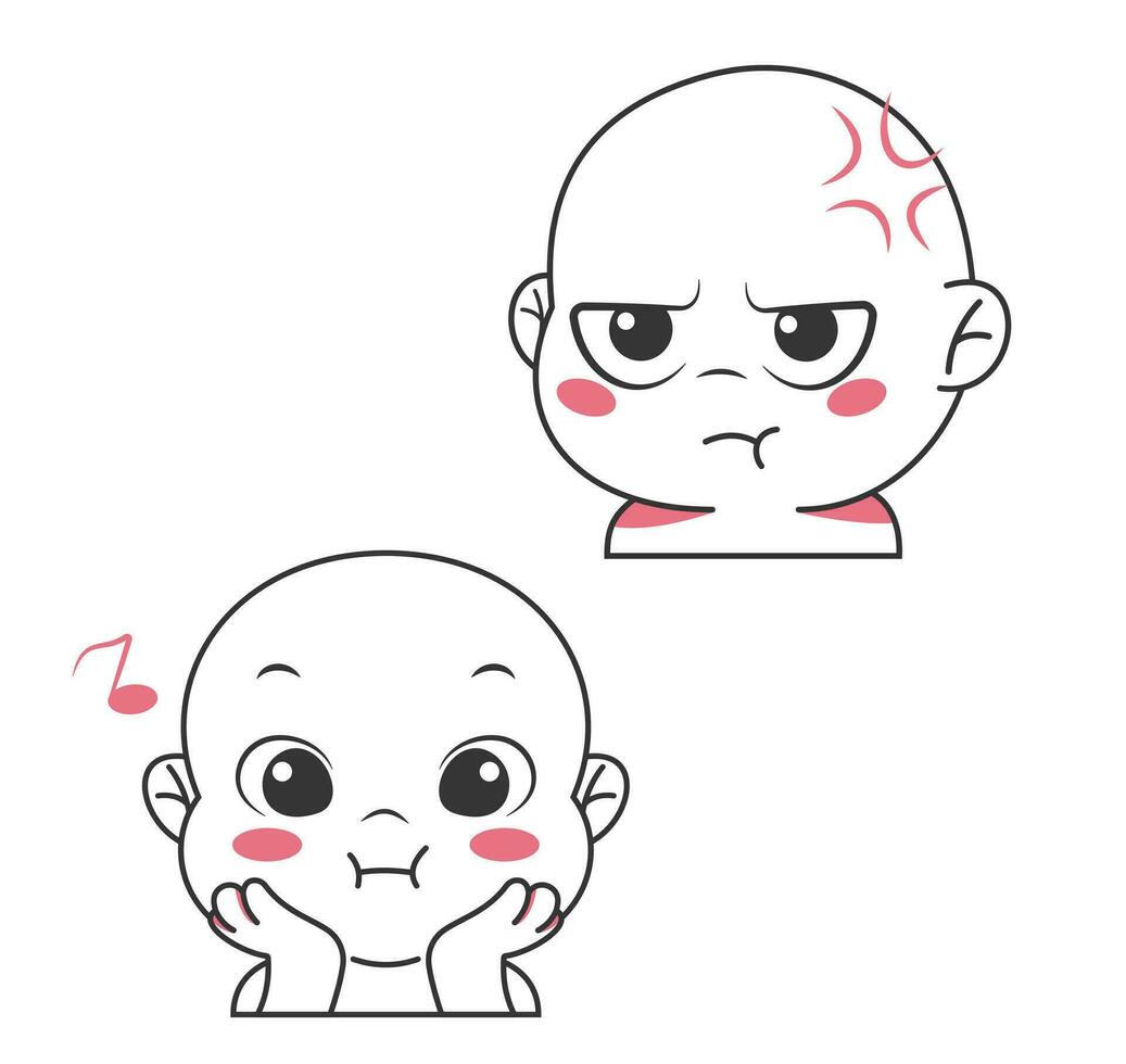 Cute cartoon expression emoji character vector design art for stickers template