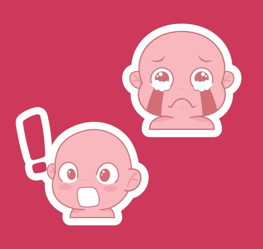 Cute cartoon expression emoji character vector design art for stickers template