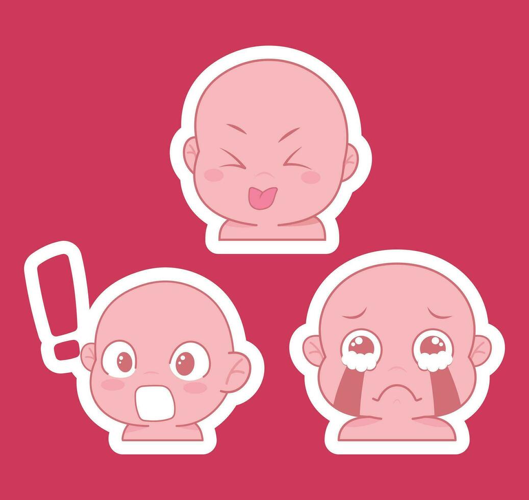 Cute cartoon expression emoji character vector design art for stickers template