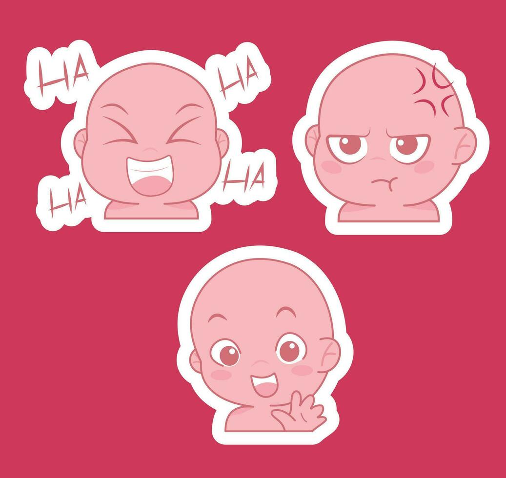 Cute cartoon expression emoji character vector design art for stickers template