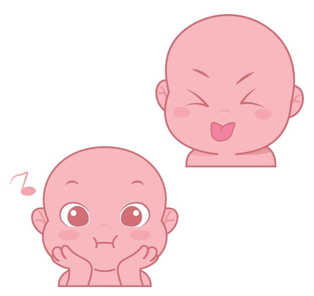 Cute cartoon expression emoji character vector design art for stickers template