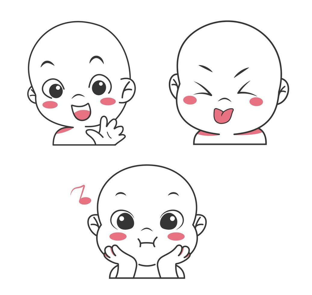 Cute cartoon expression emoji character vector design art for stickers template