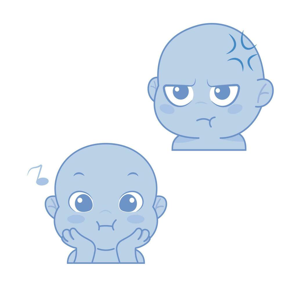 Cute cartoon expression emoji character vector design art for stickers template