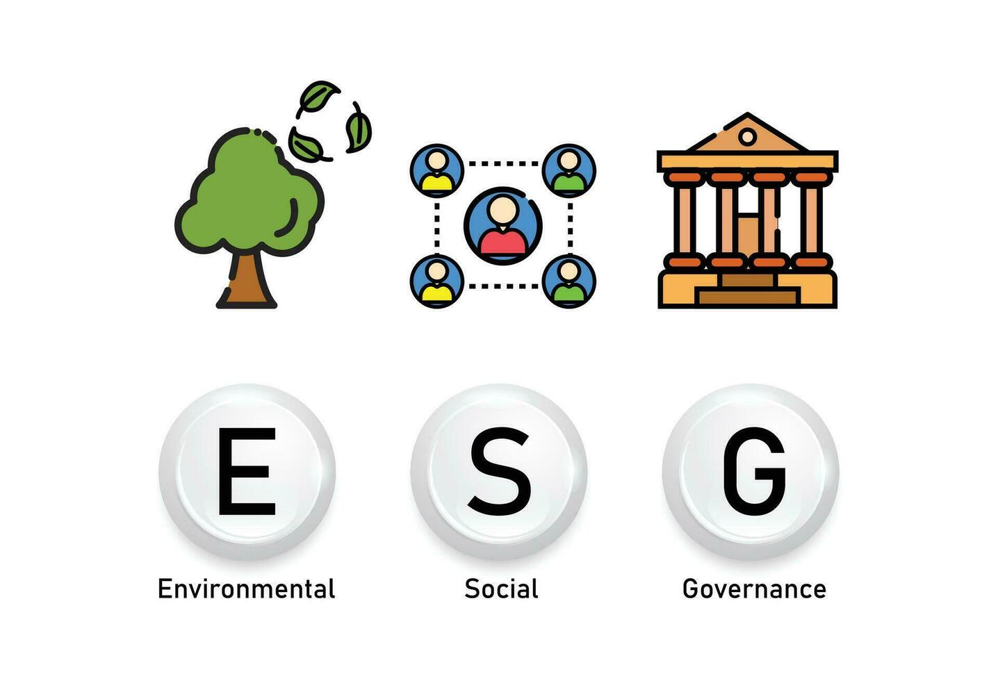 ambiental, social, y gobernancia , desarrollo y inversión evaluación, inversión negocio concepto vector