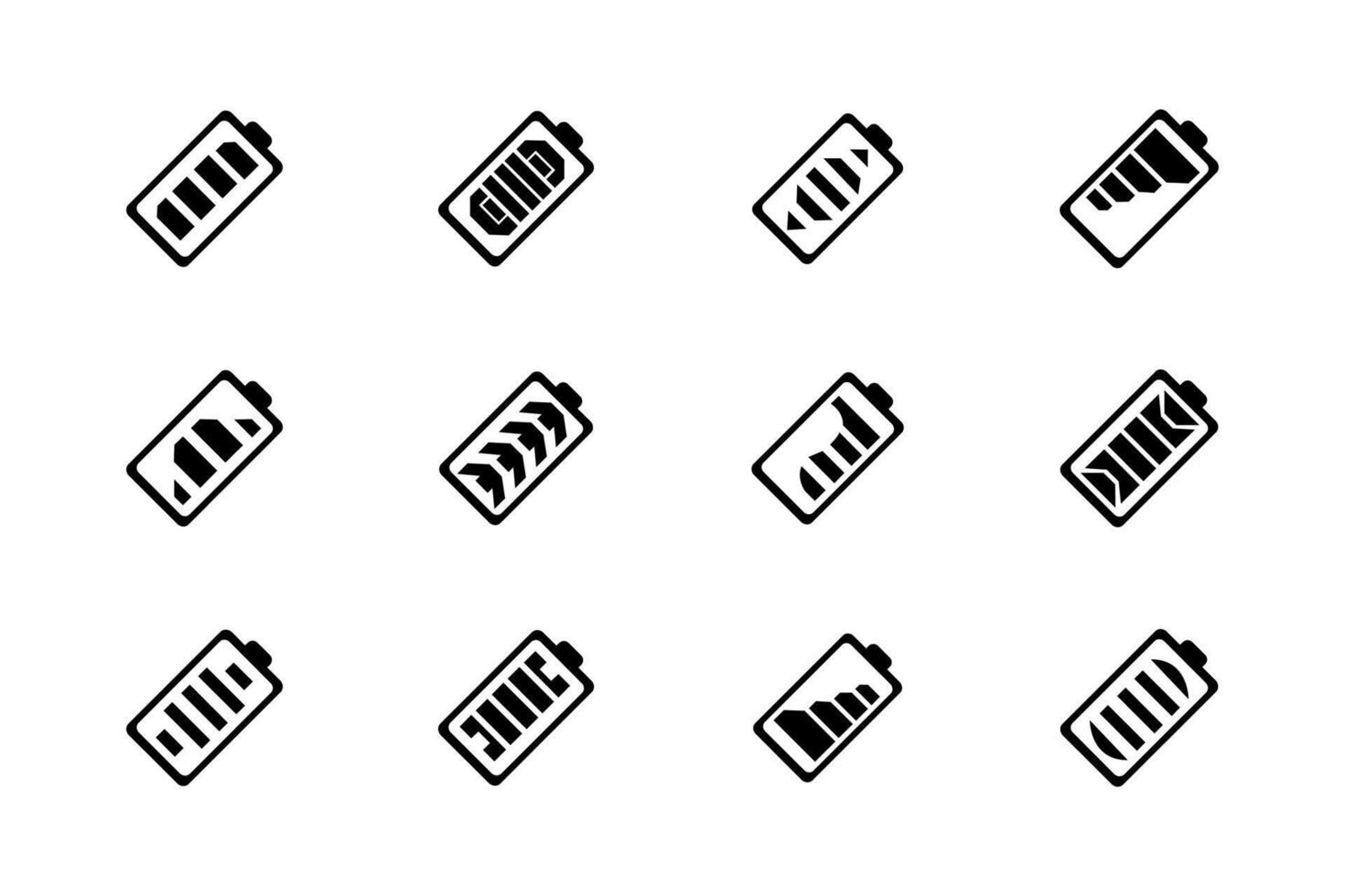 Battery icons set, battery charge indicator vector