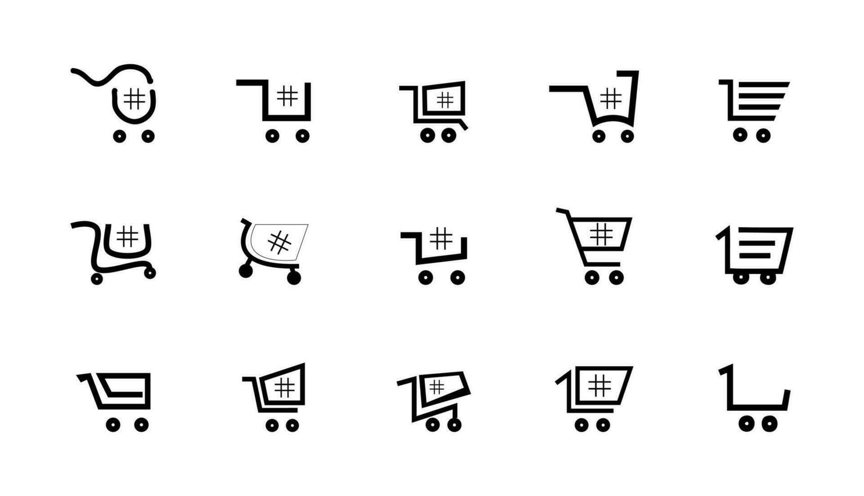 Set collection of vector shopping cart icons, Simple style for web template and app. Online store, shop basket, bag concept. Vector illustration