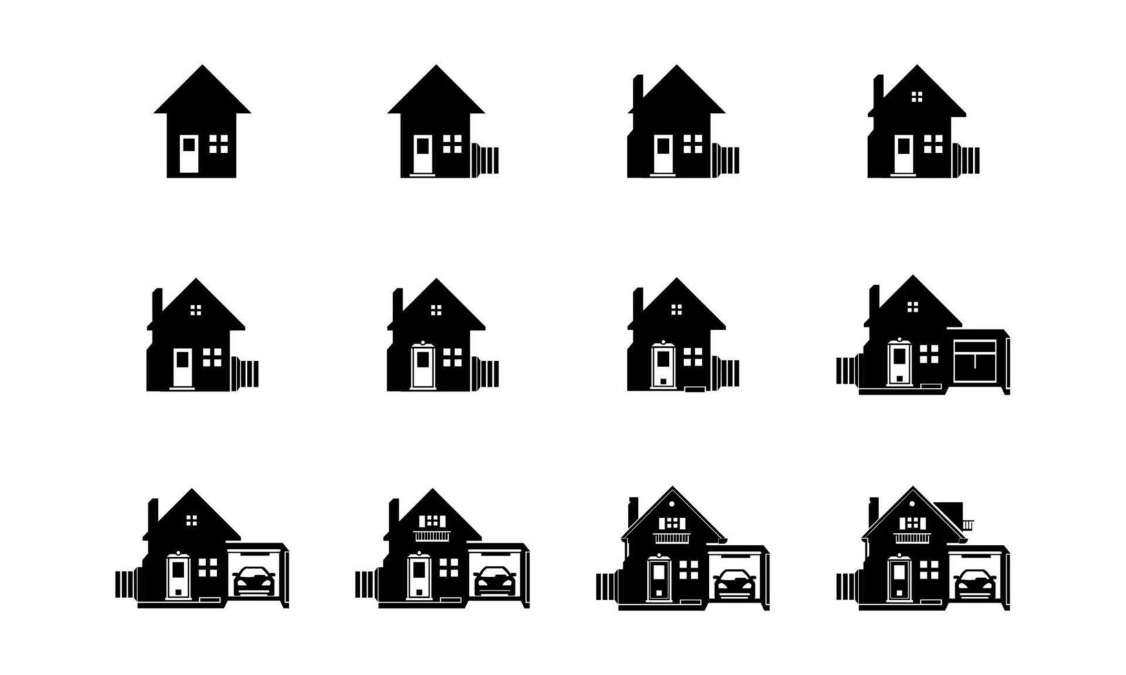 House Building Vector Line Icons, home symbol isolated on white background Vector Illustration.