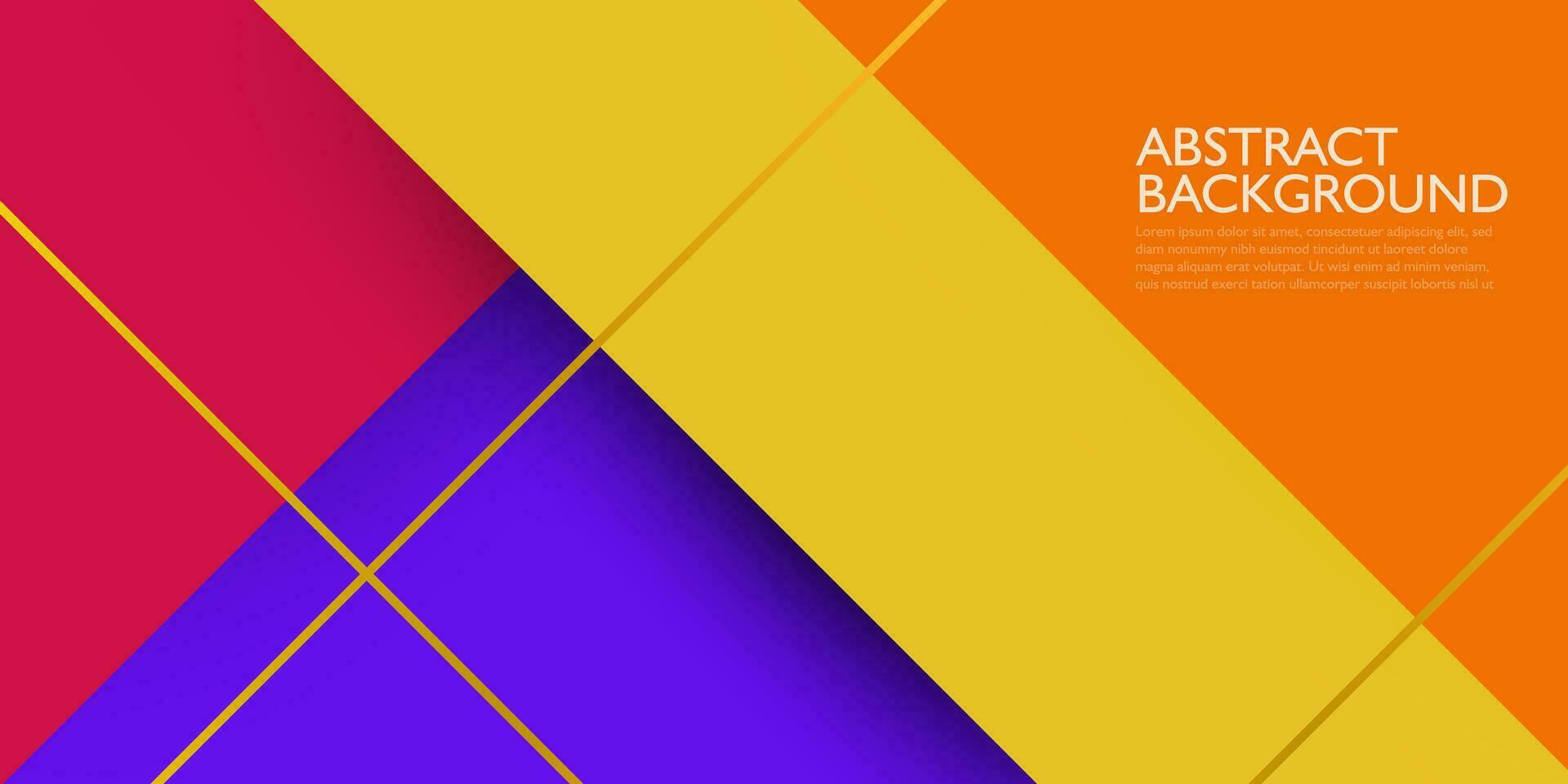 Abstract overlap background with gold line and shadow. Purple and orange modern design. Bright poster, banner and business card . Vector eps10