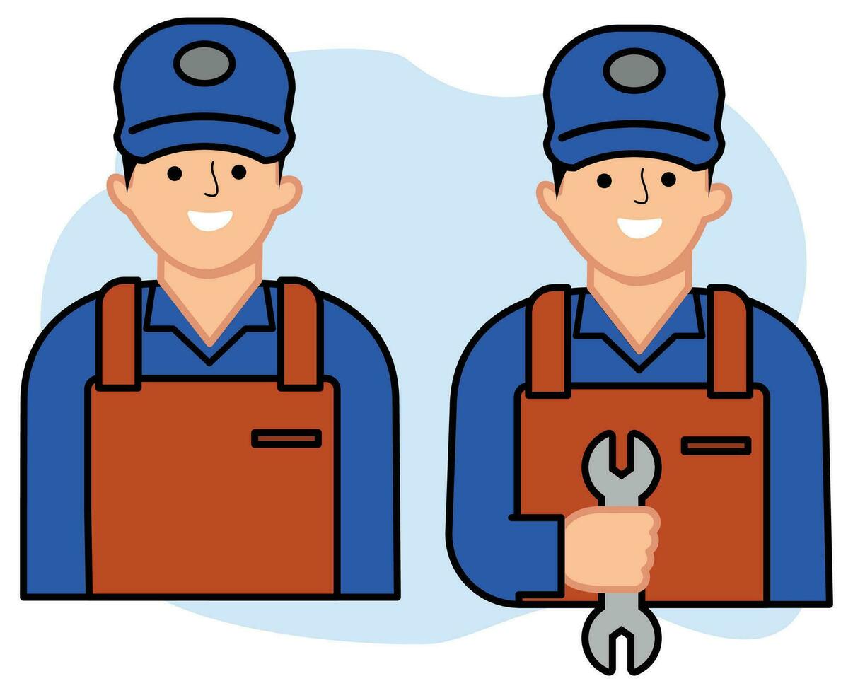 mecánico técnico avatar o auto mecánico íconos vector