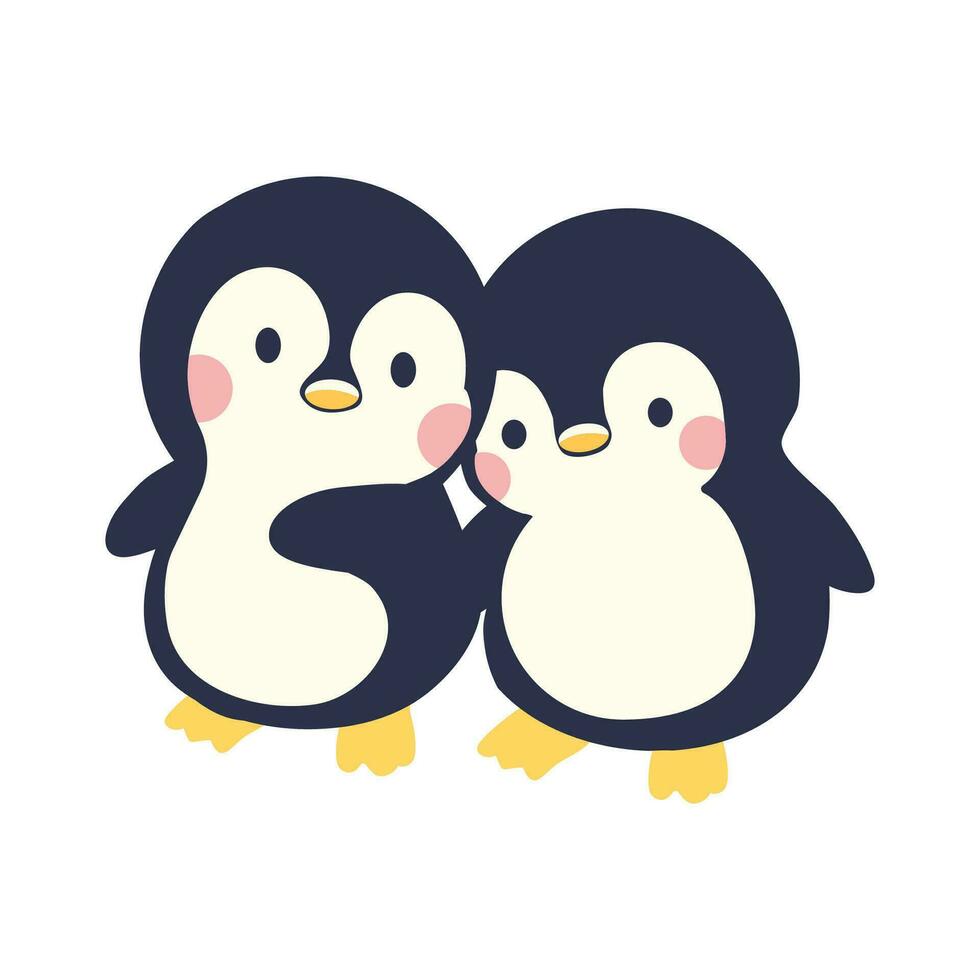 Cute bird penguins in love vector