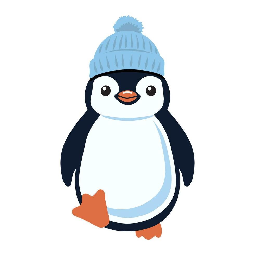 pingüino sonriente con sombrero dibujos animados vector