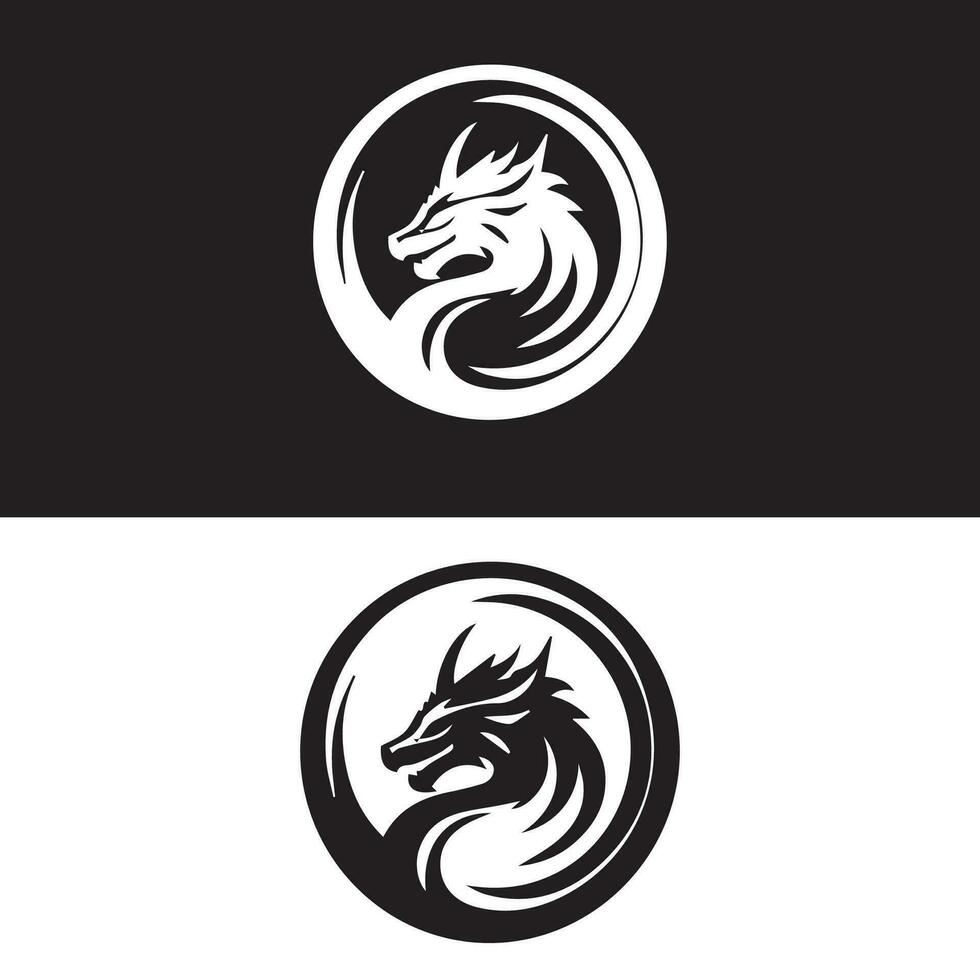 Dragon logo icons. Ancient mythical serpent symbol. Mythological beast sign. Vector illustration.