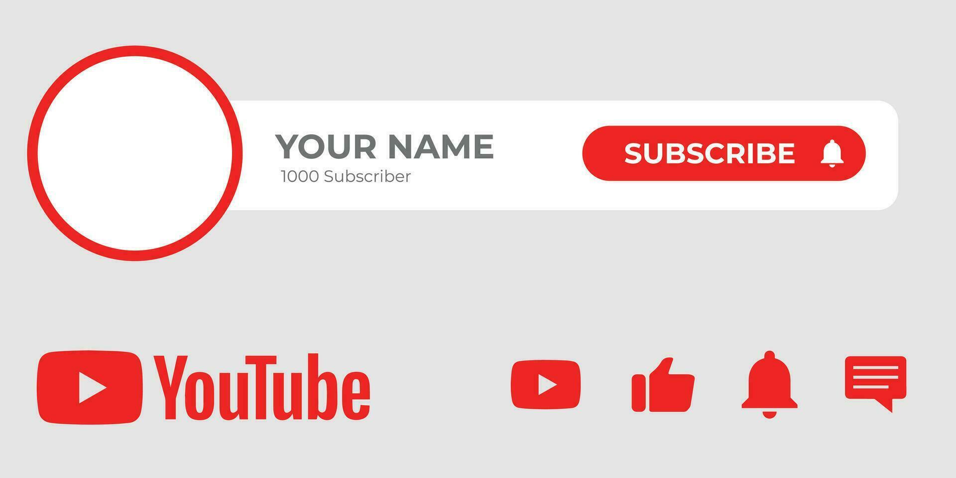 Youtube Channel Cover Wireframe. Youtube Banner For Design Your Channel. Youtube Channel Name Lower Third vector