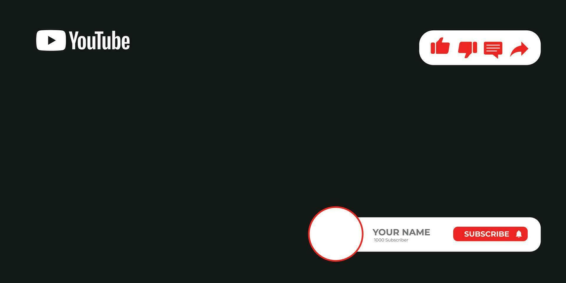 Youtube Channel Cover Wireframe. Youtube Banner For Design Your Channel. Youtube Channel Name Lower Third vector