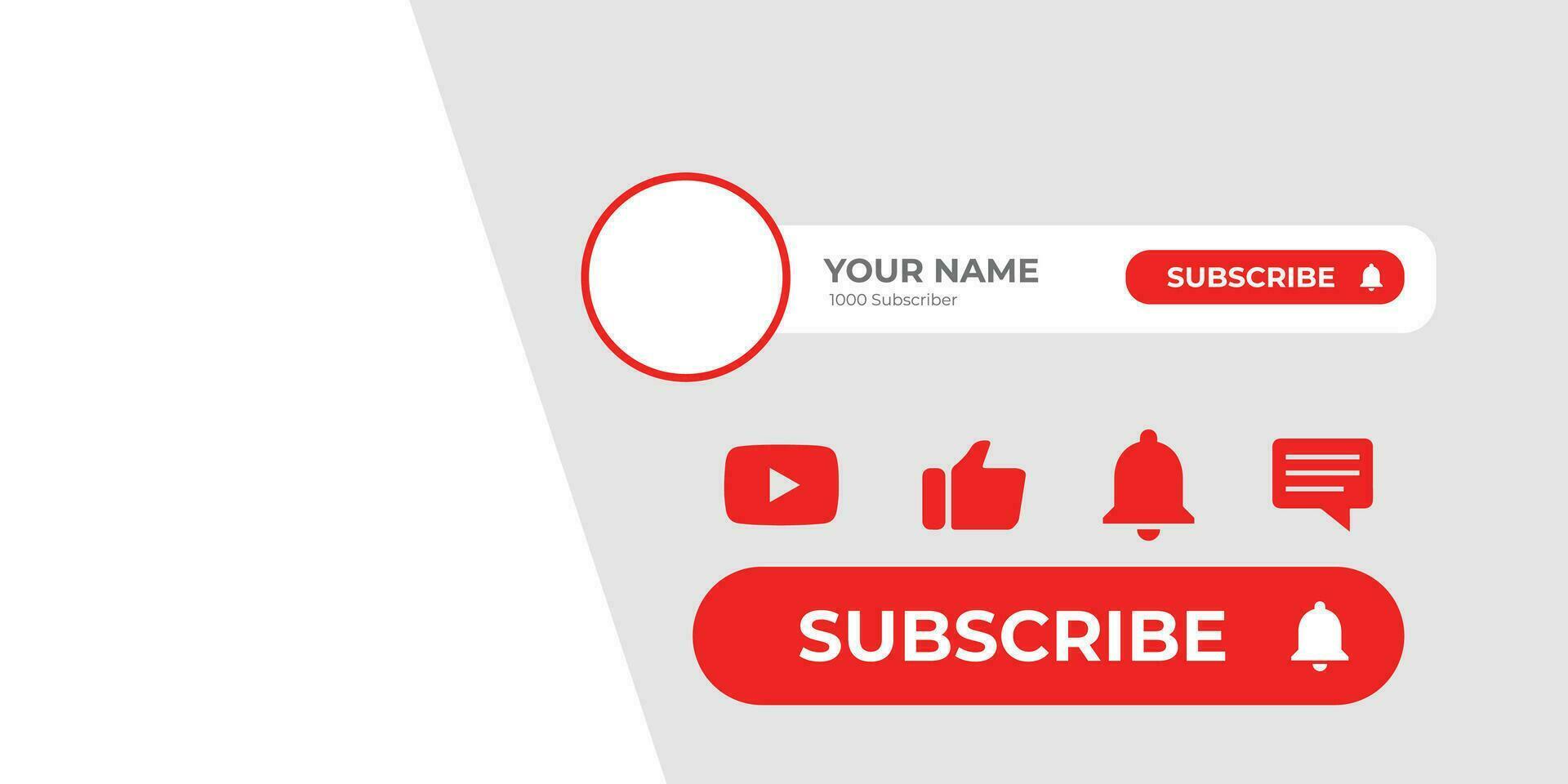 Youtube Channel Cover Wireframe. Youtube Banner For Design Your Channel. Youtube Channel Name Lower Third vector