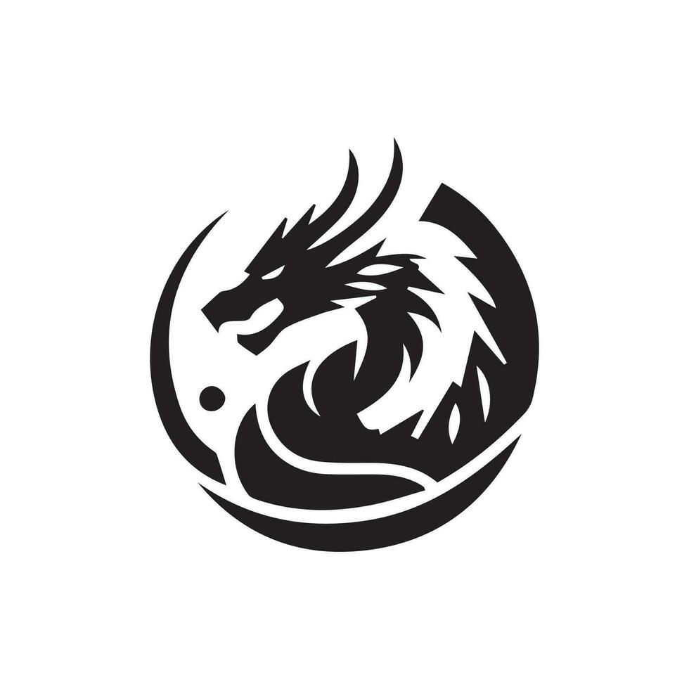 Dragon logo icons. Ancient mythical serpent symbol. Mythological beast ...