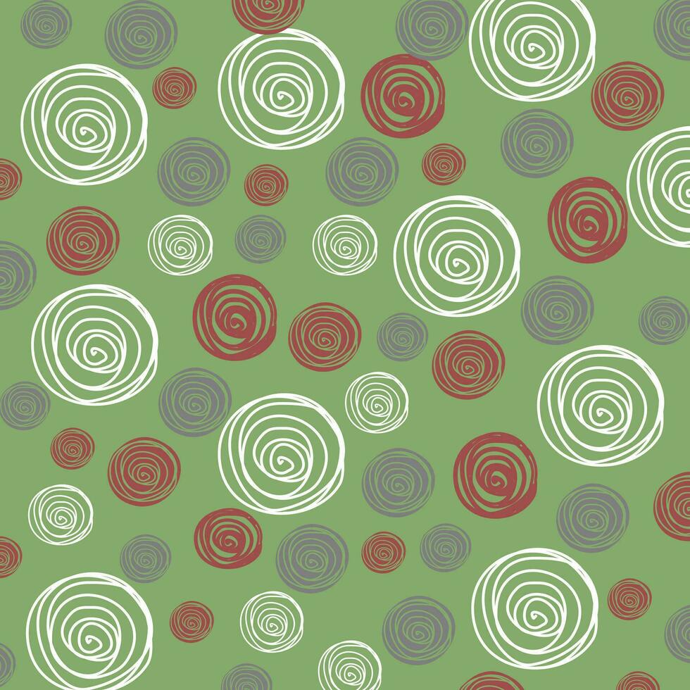 sin costura modelo en un verde antecedentes. redondo multicolor elementos. vector