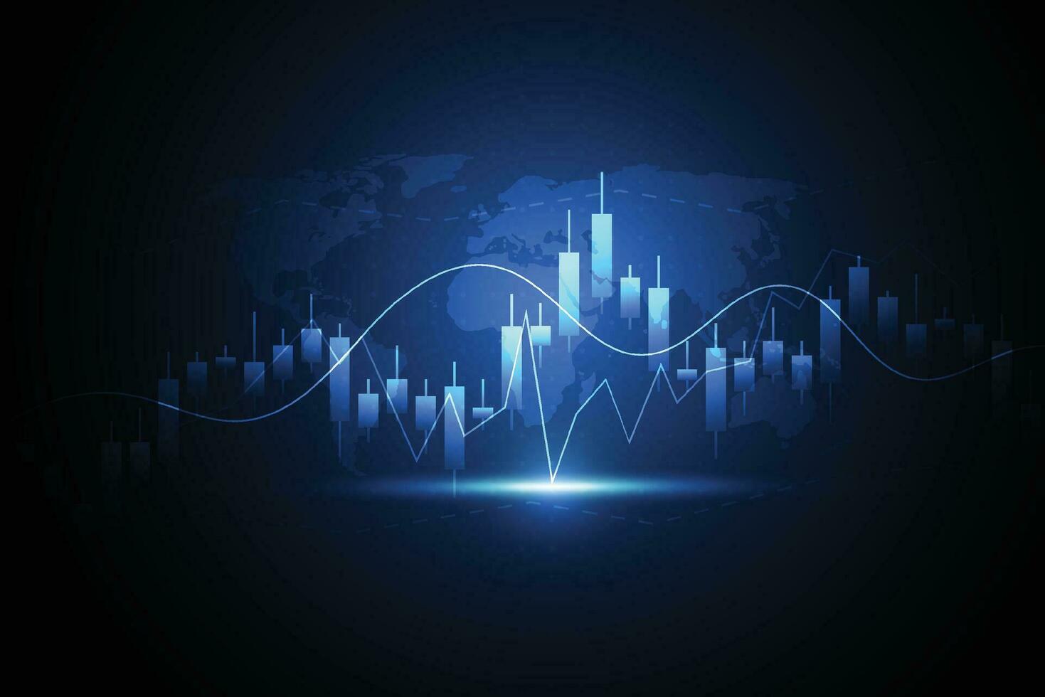 Gráfico del gráfico del palo de la vela del negocio del comercio de inversiones del mercado de valores en el diseño del fondo blanco punto alcista, tendencia del gráfico. ilustración vectorial vector