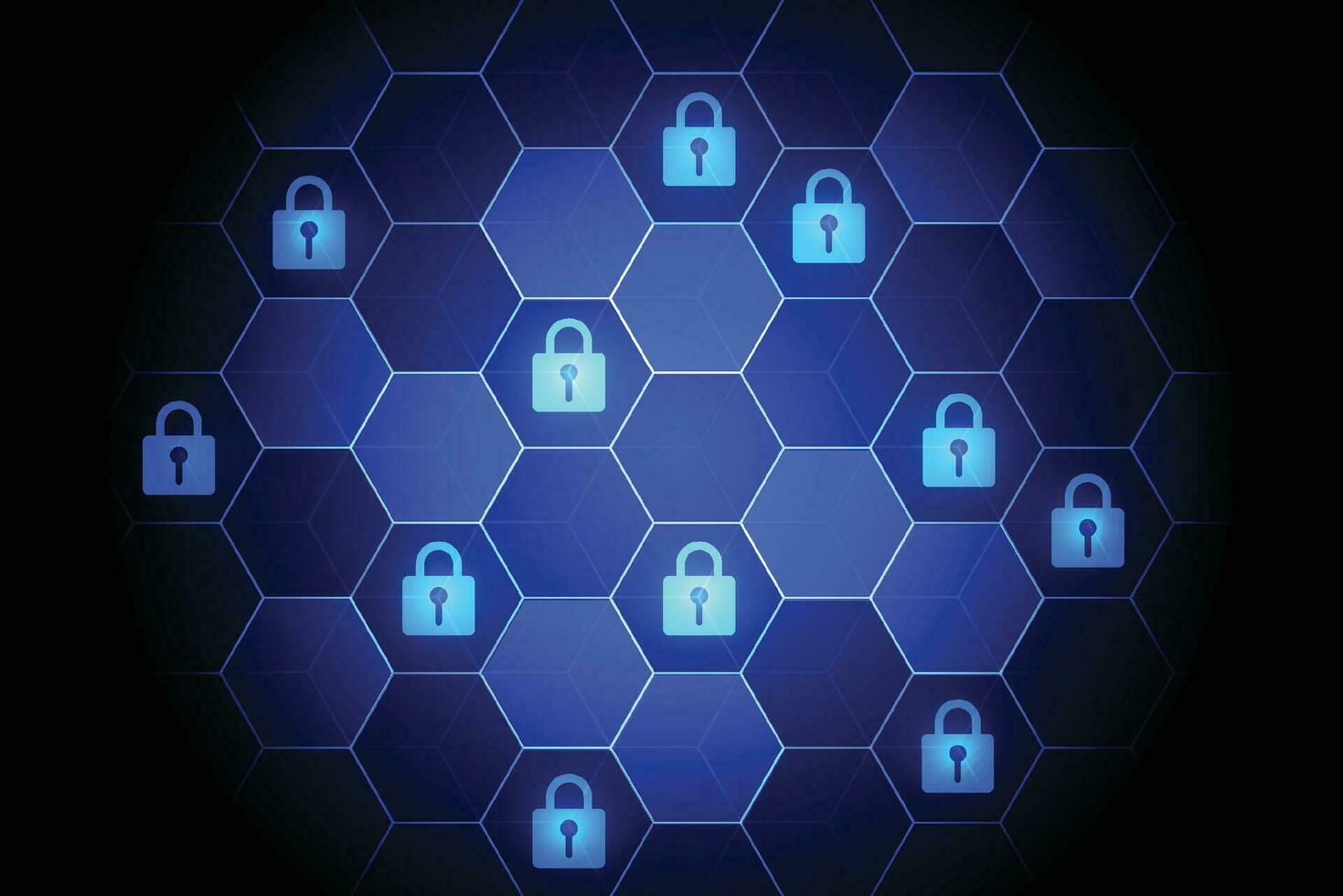 resumen hexagonal prima seguridad ciber digital concepto. blockchain estructuras en tecnología antecedentes y Ciencias estilo. vector ilustración