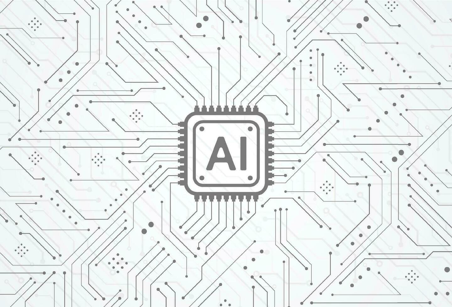 Artificial intelligence chipset on circuit board in futuristic concept technology artwork for web, banner, card, cover. Vector illustration