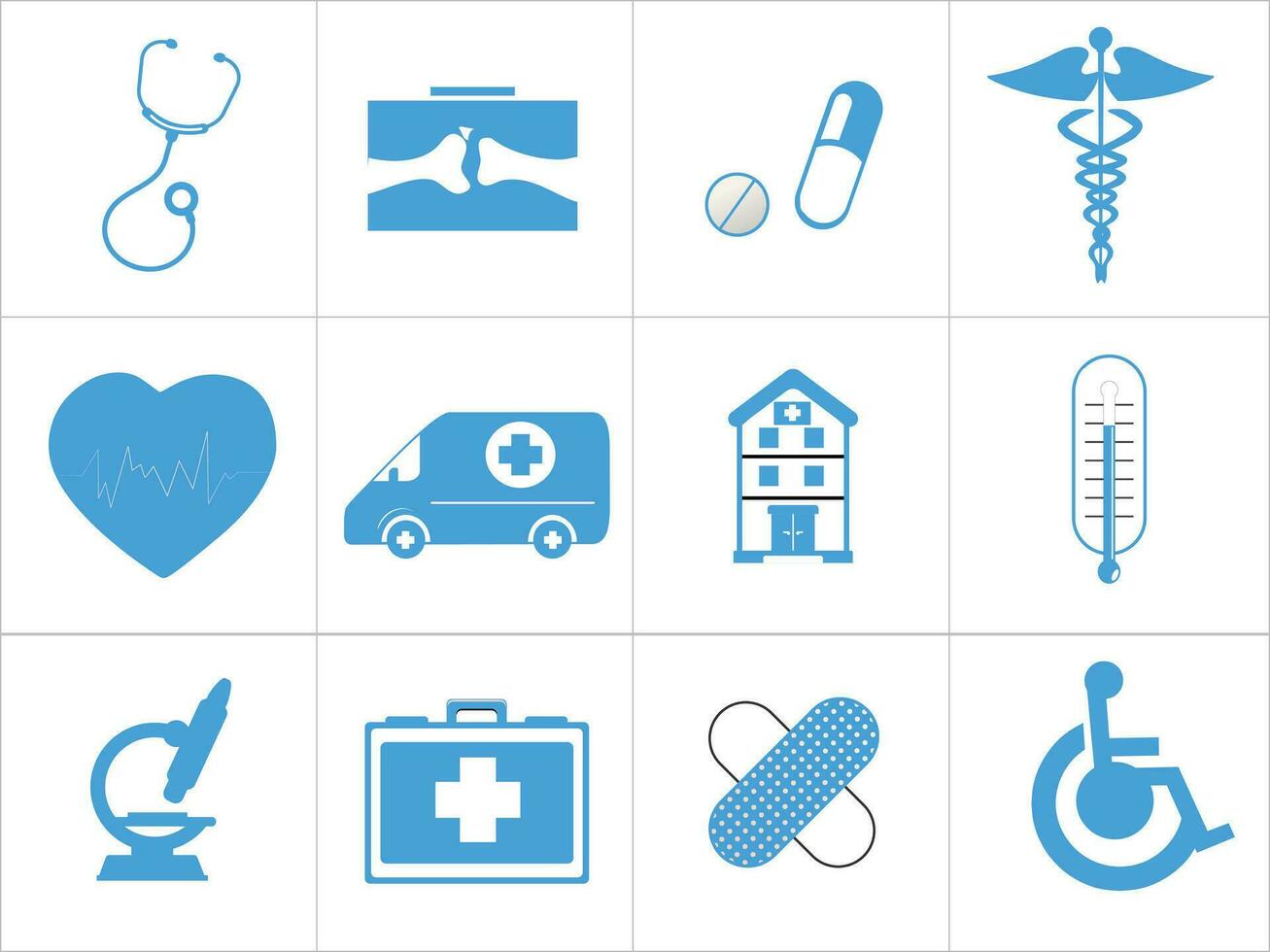 médico sólido icono vector diseño azul color. varios médico íconos para hospitales y salud servicios
