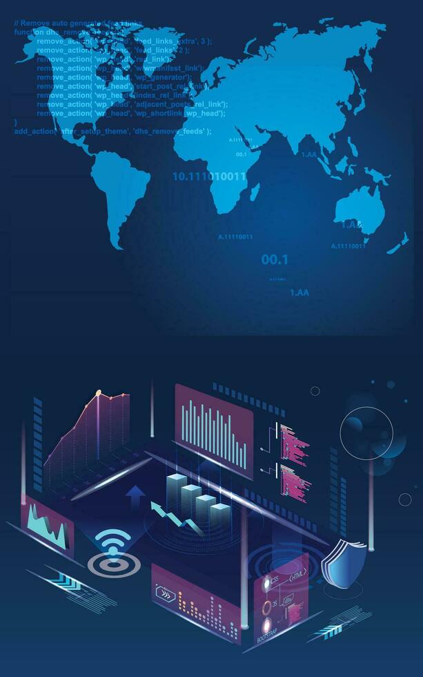 creando sensible Internet sitios para el mundo. edificio un Internet red con varios programación idiomas web tecnología conceptual bandera. vector