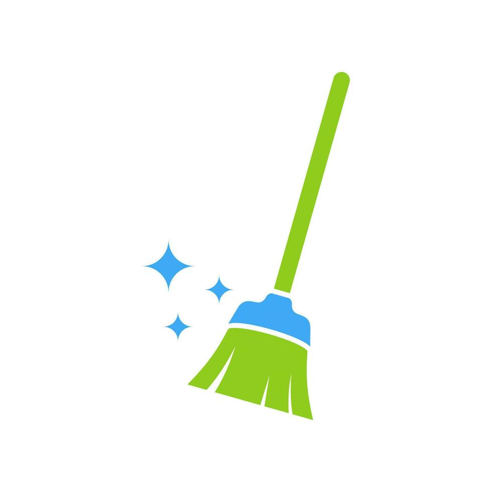 Broom vector icon illustration. Broom cleaning logo