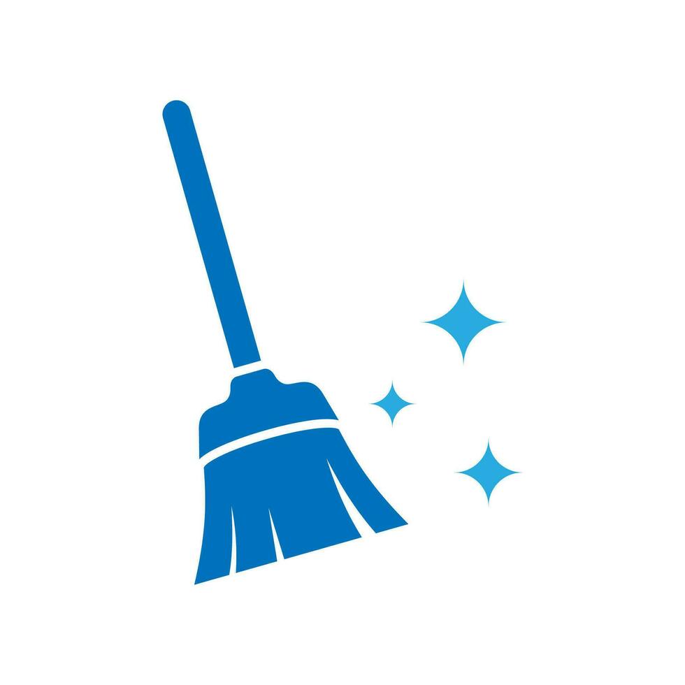 Broom vector icon illustration. Broom cleaning logo