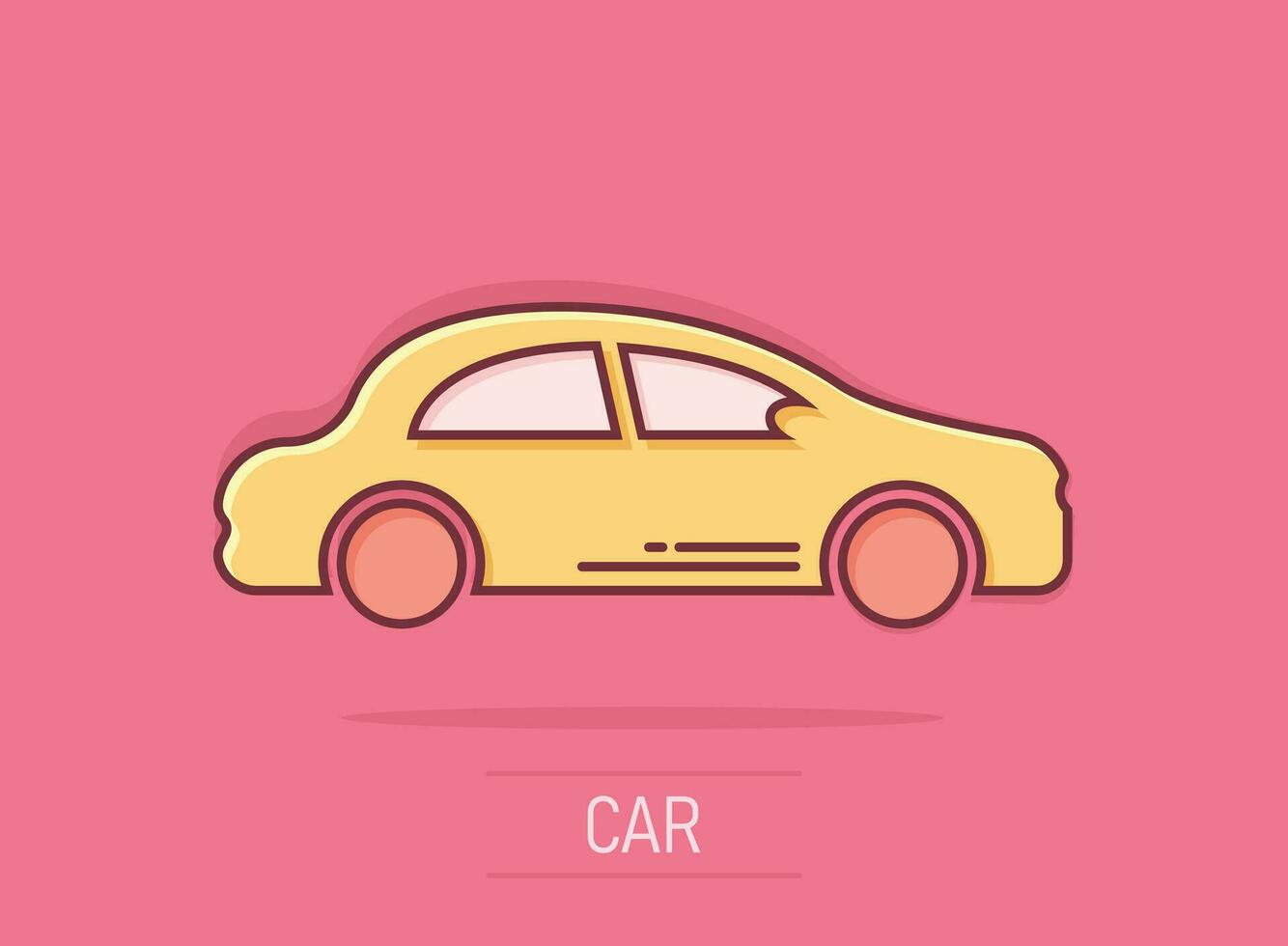 icono de coche en estilo cómico. Pictograma de ilustración de dibujos animados de vector de coche de automóvil. efecto de salpicadura de concepto de negocio automático.