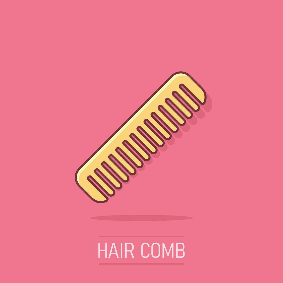 icono de cepillo de pelo en estilo cómico. Pictograma de ilustración de dibujos animados de vector de accesorio de peine. efecto de salpicadura de concepto de negocio de cepillo para el cabello.