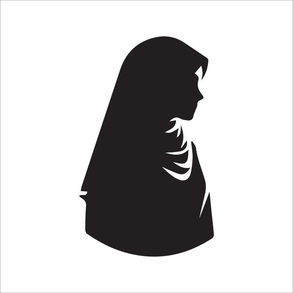 Vector image of a silhouette of a Muslim woman on a white background