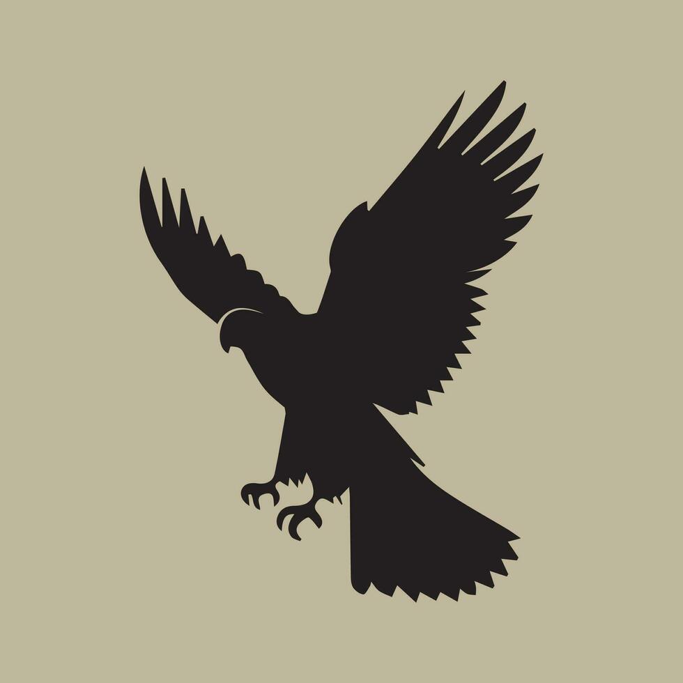 Silhouette of a flying eagle on a beige background. vector