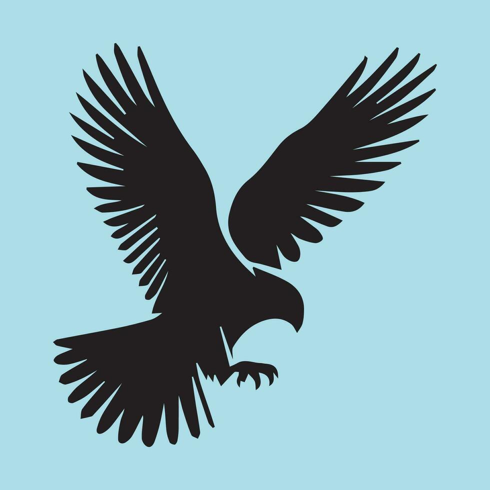 Silhouette of a eagle on a blue background vector