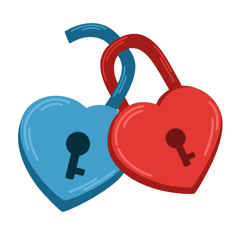 Heart-shaped locks. Romantic element. For website banner, Sale, Valentine card, cover, flyer or poster trendy vector illustration