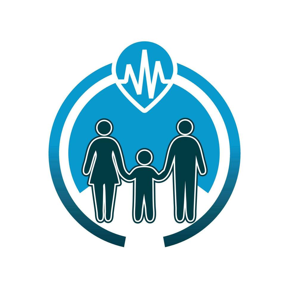 family planning logo. happy little family. vector