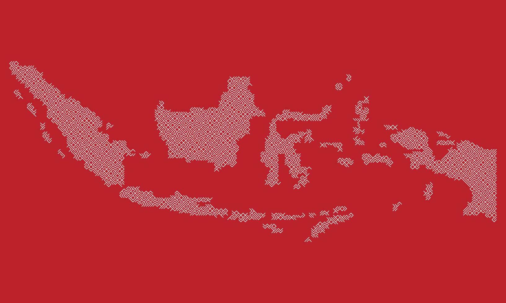 indonesio mapa laberinto estilo en rojo antecedentes vector