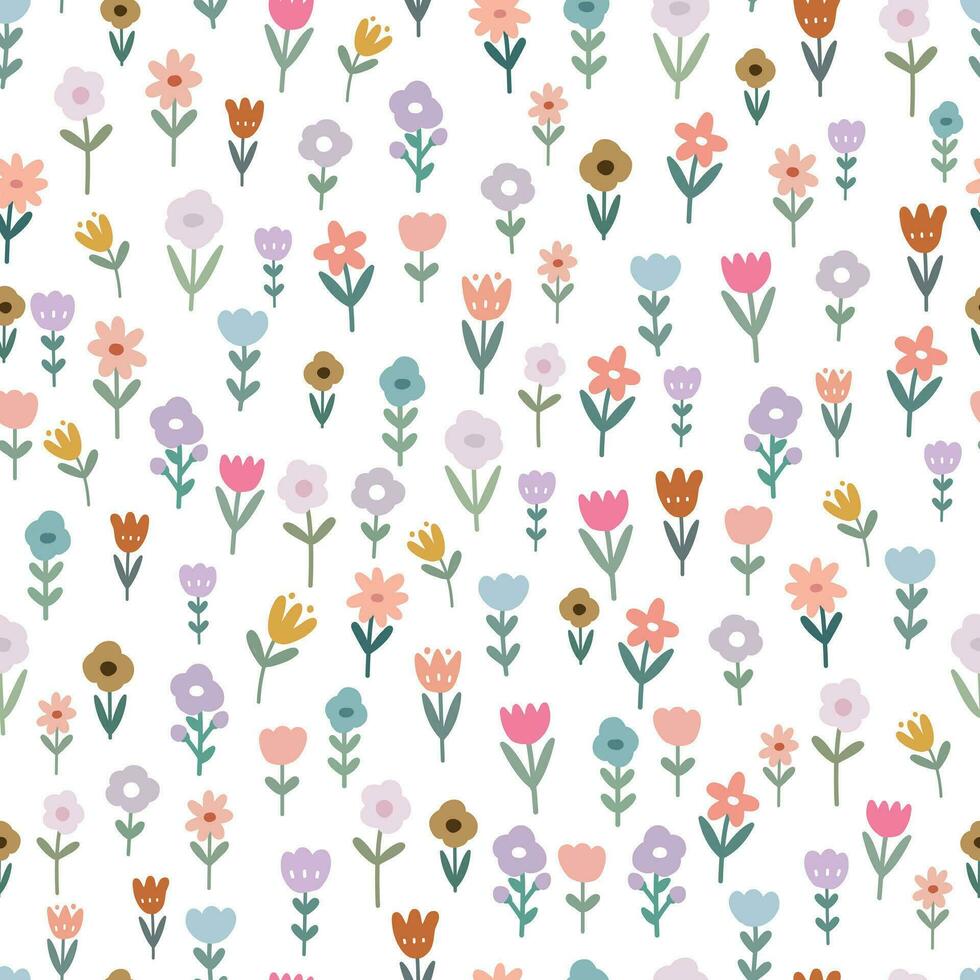 sin costura modelo flores en blanco antecedentes mano dibujado diseño en dibujos animados estilo usado para textiles, Moda huellas dactilares, fondos de pantalla, vector ilustraciones