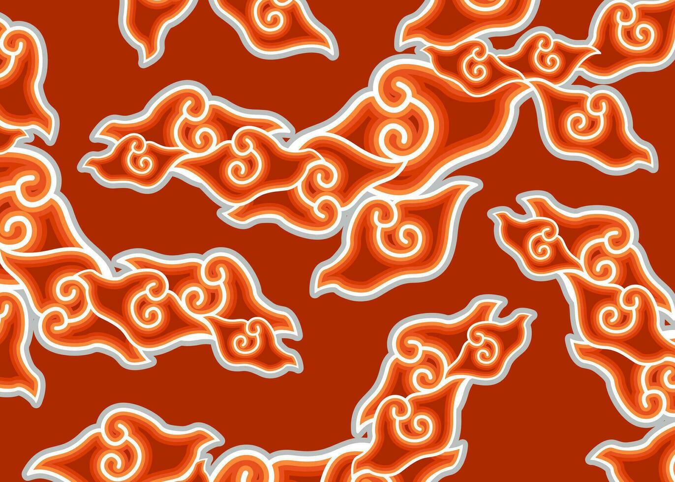 Mega Mendung motif, batik motif typical of West Java Indonesia, curved line pattern with cloud objects, with developments and various artistic colors, ethnics patterns textile asian wallpaper ornament vector