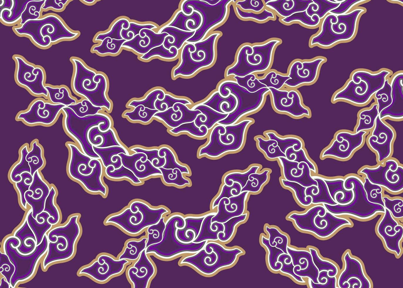 Mega Mendung motif, batik motif typical of West Java Indonesia, curved line pattern with cloud objects, with developments and various artistic colors, ethnics patterns textile asian wallpaper ornament vector