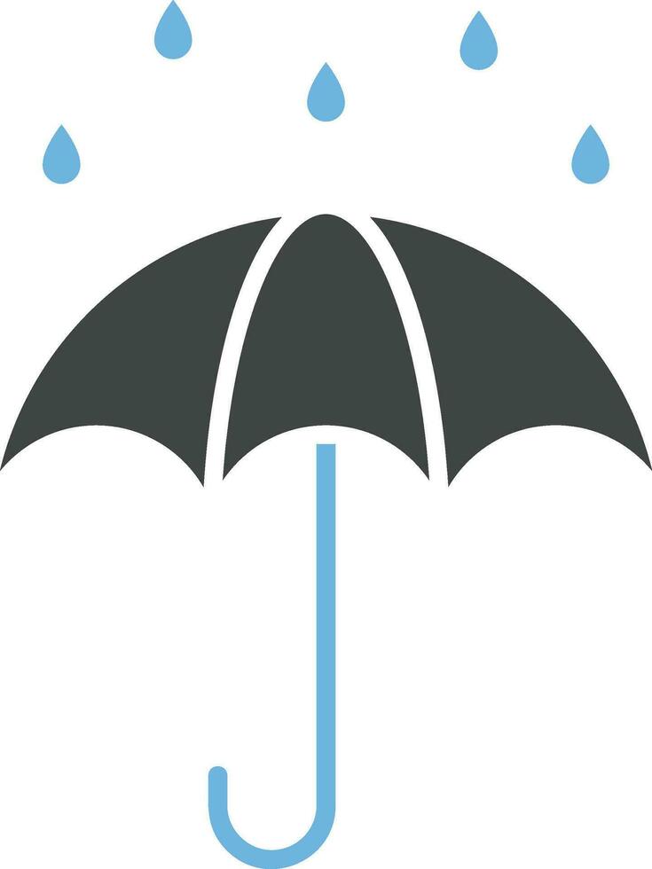 paraguas con lluvia gotas icono vector imagen.