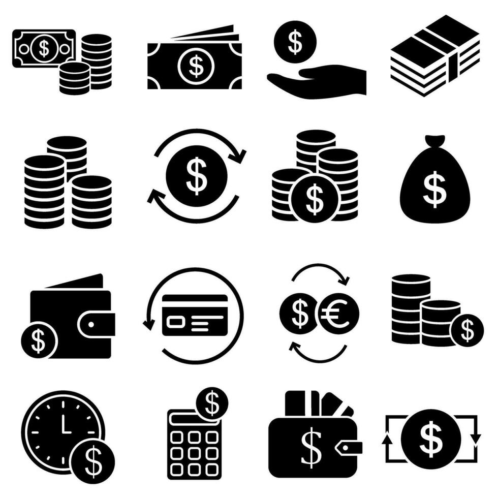 Money icon vector set. dollar illustration sign collection. Bank symbol or logo.