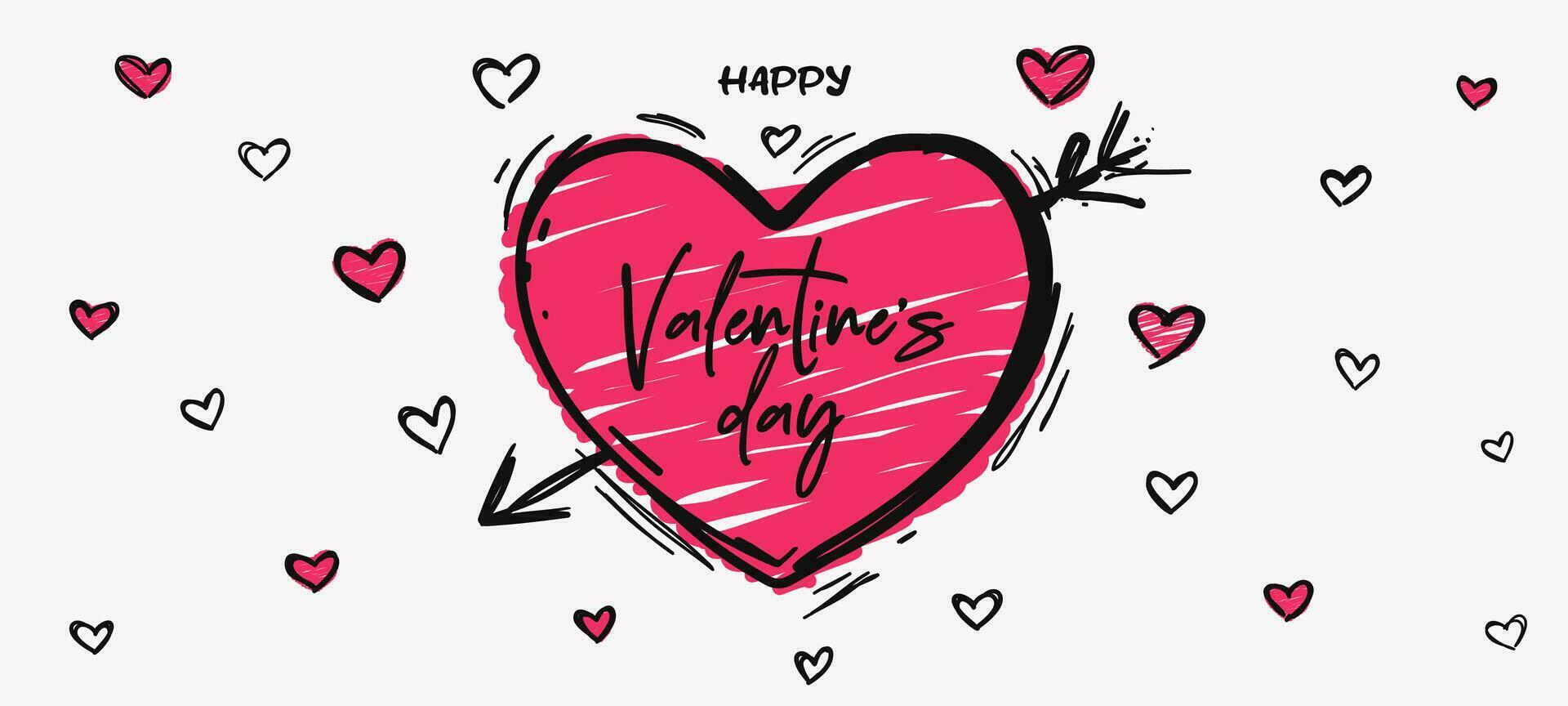 A Valentine's Day sketched hearts. The doodle style design in red creates a romantic and festive atmosphere, suitable for cards, invitations, and decorations. Ideal for love and celebration. Not AI. vector