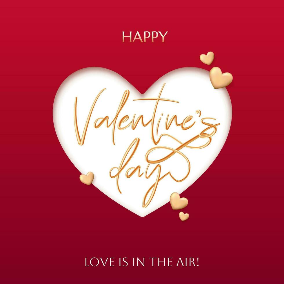 Valentine's Day sale banner featuring golden lettering and white heart. Perfect for cards, banners, and promotions. The design captures the essence of love and celebration. Not AI. vector