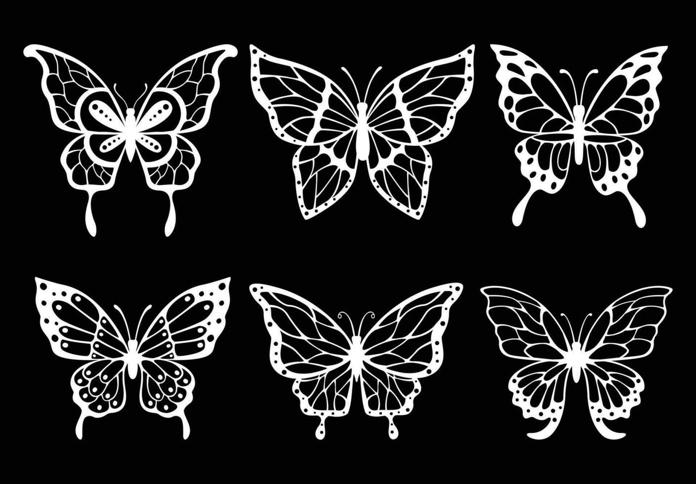 conjunto de mariposas de arte de línea de decoración vector