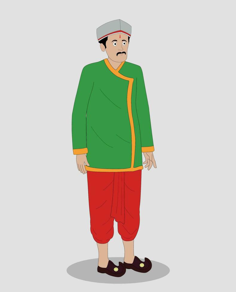 Indian village men cartoon character for 2d animation vector