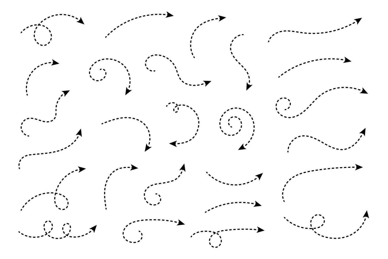 Curved dotted arrow. Zigzag arrow stripes design with dotted lines. vector