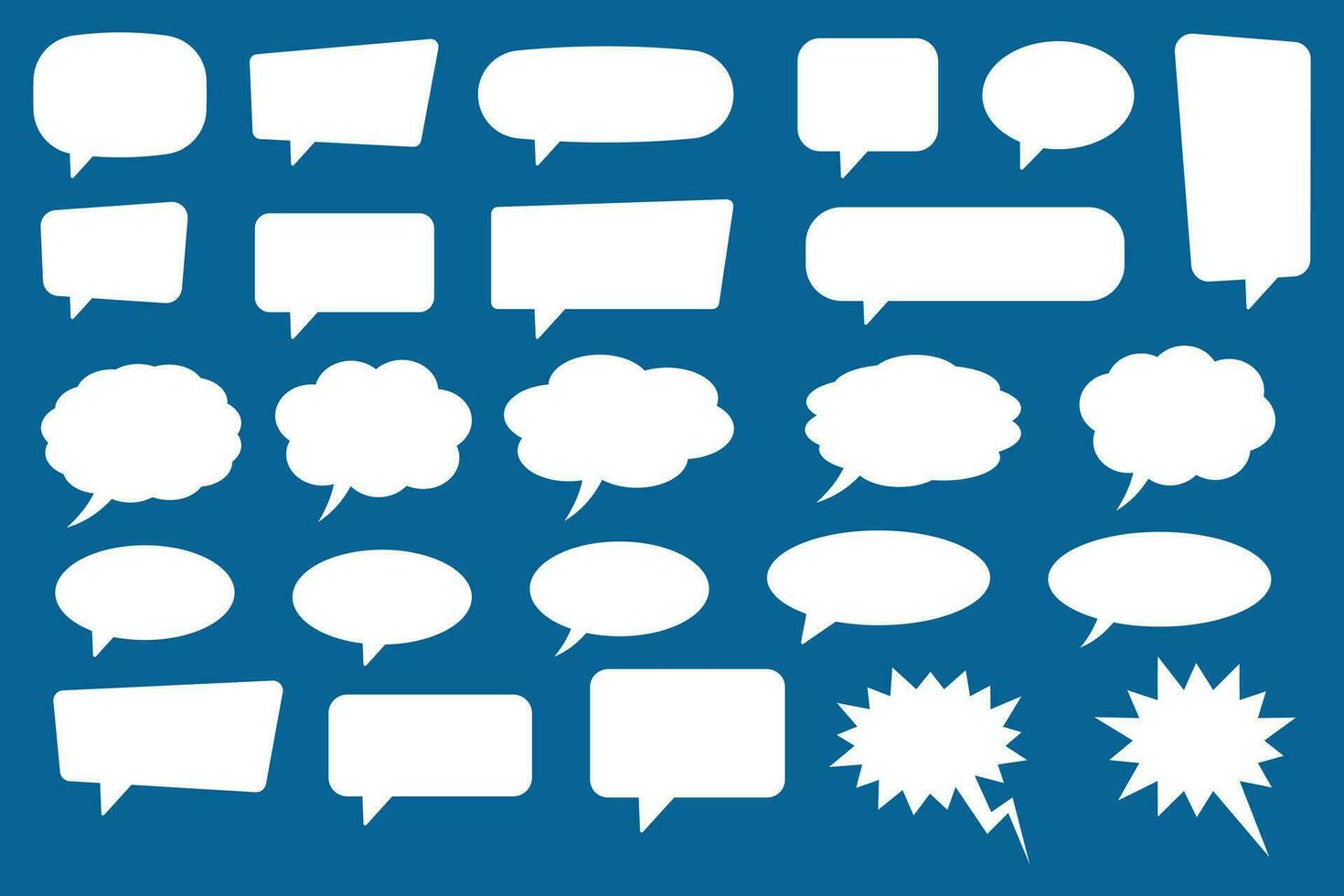 Set of speech bubbles. Speak bubble text, cartoon chatting box, message box. Blank empty white speech bubbles. vector